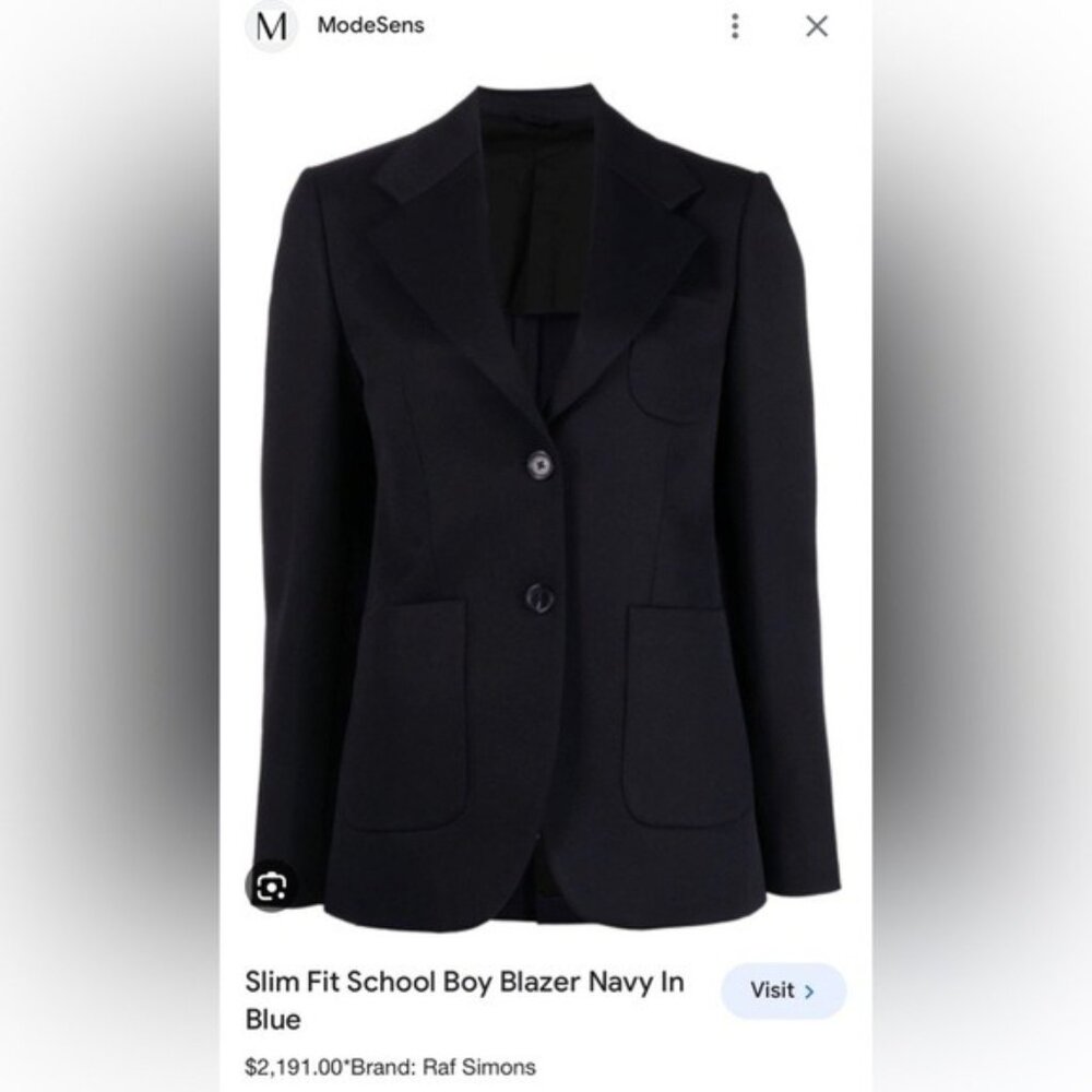Raf Simons || Slim Fit School Boy Blazer‎ SS2022 Navy Blue IT 40 US Small - Picture 14 of 14
